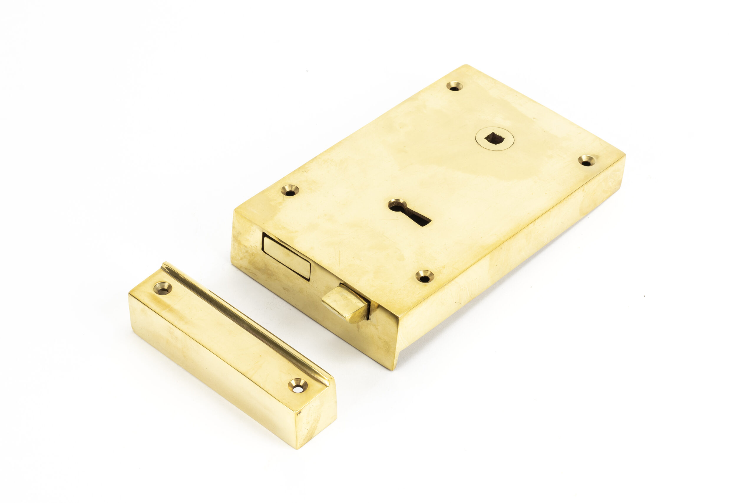 Polished Brass Right Hand Rim Lock - Large - Door Locks - SCF Hardware
